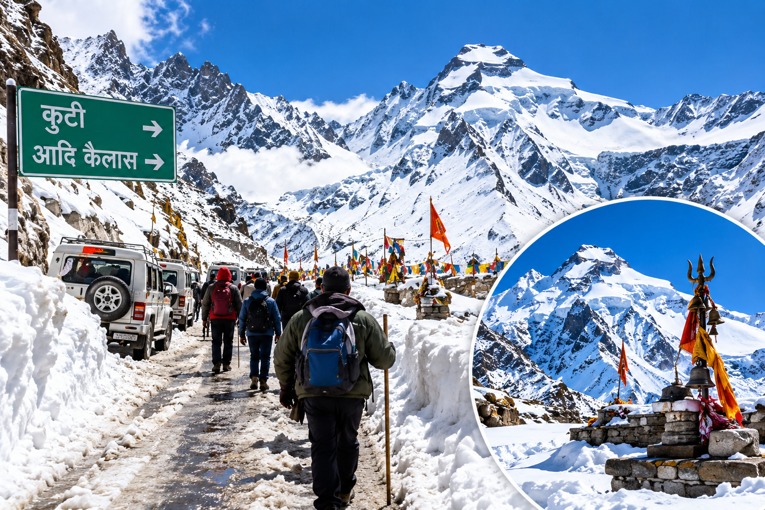 कुटी से आगे खुला रास्ता, देशभर से आदि कैलास पहुंचे श्रद्धालु; बर्फ से ढके धाम का अद्भुत नजारा